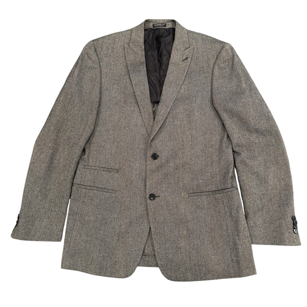 John Varvatos USA Black White Herringbone Blazer Wool Blend Size 40 Long